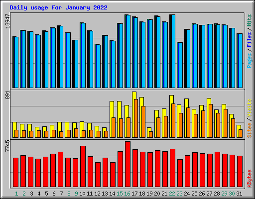 Daily usage for January 2022