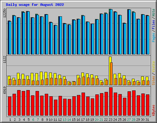 Daily usage for August 2022